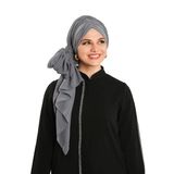 Antrasit Pratik Hazır Geçmeli Bone Şal Şifon Drapeli 2507_25