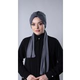 Antrasit Pratik Hazır Geçmeli Tesettür Bone Sandy Kumaş Atkılı 2204_25