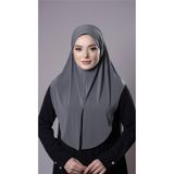 Antrasit Pratik Hazır Geçmeli Tesettür Eşarp Sandy Kumaş Yırtmaçlı Düz Hijab 2310_25