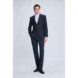 Antrasit Slim Fit Çizgili Mono Yaka Klasik Takım Elbise - 54