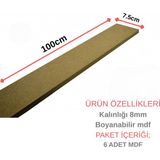 Antre,koridor Boyanabilir Iskandinav Duvar Çıtası 100CM x 7,5 cm (6 Adet) - 8mm