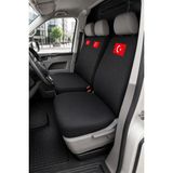 Antwax Volkswagen Transporter 5+1 - Siyah Penye Oto Koltuk Kılıfı - Türk Bayrağı Baskılı