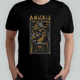 Anubis Mısır Mitoloji Egypt Unisex %100 Pamuklu Bisiklet Yaka T-Shirt - Siyah