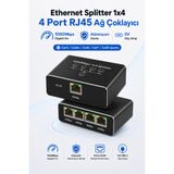 Anunnaki Ethernet Splitter 1x4 4 Port RJ45 İnternet Çoklayıcı 1000Mbps Cat5/6 Uyumlu Ağ Kablo Dağıtıcı