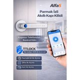 Anunnaki Şifreli Kartlı Telefondan Kontrol PVC Alüminyum Ahşap Uyumlu Parmak İzli Akıllı Kapı Kolu Gümüş