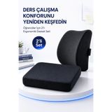 ANVA MED Öğrenciler İçin Ortopedik Oturma Minderi ve Sırt Bel Destek Minderi 2’li Çalışma Seti