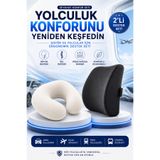 ANVA MED Ortopedik Seyahat Konfor Seti 2'li Visko Boyun Yastığı ve Bel Destek Minderi