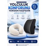 ANVA MED Ortopedik Seyahat Konfor Seti 2'li Visko Boyun Yastığı ve Bel Destek Minderi