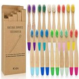 ANXUN Çocuk Bambu Diş Fırçaları 5'li Paket, Çocuk Diş Fırçası Renkli Yumuşak Kıllar Çevre Dostu Biyolojik Olarak Çözünebilir Ahşap Saplı Diş Fırçası, Çeşitli Renklerde Paket