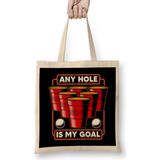 Any Hole Is My Goal Beer Pong Pun College Party Bez Çanta Uzun Saplı - Açık Bej - 40 X 40