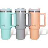 Any Morning Vaha 1200 ml Termos Mug, 3 Kademeli Çevirmeli Kapak, Su Yeşili SI2440217