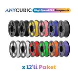 Anycubic High Speed Pla Filament Rengarek 1.75MM 1kg (12 Adet)
