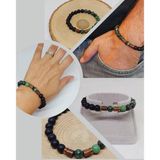 Anyolit (Rubizoit, Rubyzoisit) & Oniks Taşı 8mm Unisex Tasarım Bileklik Hawaii Model (3905)