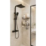 ANZA HOME Banyo Yapışkanlı Banyo Rafı, 2'li Banyo Düzenleyici, Duş Rafı Organizer Şampuanlık, METAL