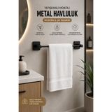 ANZA HOME Kare Yapışkanlı Siyah Uzun Havluluk