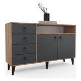 Anzera Liva 140x40x83 cm Atlantik Çam Antrasit Konsol Mobilya