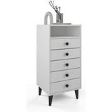 Anzera Paris Şifonyer 5 Çekmeceli Beyaz Sade Tasarım 105 cm Yükseklik 50 cm Genişlik