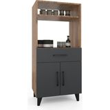 Anzera Şile Mutfak Dolabı (Çok Amaçlı Dolap) - Atlantik Çam - Antrasit - 130 cm