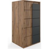 Anzera Venge Şifonyer 5 Çekmeceli 60 cm Genişlik 52 cm Derinlik Atlantik Çam - Antrasit Renk