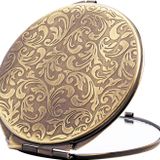 ANZHUO Retro metal kompakt seyahat aynası 1x/2x büyütme kompakt portatif katlanabilir, cüzdanlar ve cepler için kompakt büyüteç olarak kullanılır, bozulmadan katlanır taşınabilir kompakt ayna (bronz)