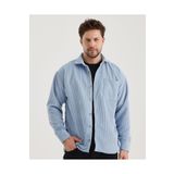 A&O Style Erkek Bebe Mavisi Oversize Cepli Uzun Kollu Kadife Gömlek