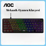 Aoc GK320 Mekanik Oyuncu Klavyesi, 66 Tuş Kompakt, Rainbow Aydınlatma, Ses Kontrol Knob, Kablolu USB