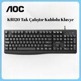 Aoc KB120 Kablolu Klavye USB Bağlantılı Düşük Profilli Sessiz Tuşlar ile Ev ve Ofis Kullanımı İçin