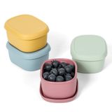 AOEDEO 4 adet 7oz Silikon Snack Konteynerleri Çocuklar için Silikon Gıda Saklama Kapları Kapaklı, Yeniden Kullanılabilir Küçük Atıştırmalık Konteyner, İstiflenebilir Silikon Bebek Öğle Yemeği Kutusu