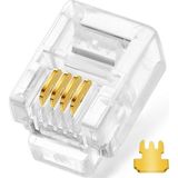 Aogo 100 Adet Rj 11 4pin Jak 6P4C Telefon Kablosu Için Konnektör 100 Lü 4 Pinli Plug RJ11