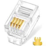 Aogo 100 Adet RJ9/RJ10/RJ22 Telefon Ahize Kablosu Için 4P4C Konnektör 4 Pinli Jak 4 Pinli Plug RJ11