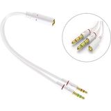 Aogo 3.5mm Kulaklık Mikrofon Ayırıcı Kablo Aparat 3.5mm Dişi 2x3.5mm Erkek Kulaklık Mic Audio Y Splitter - Beyaz