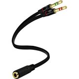 Aogo 3.5mm Kulaklık Mikrofon Ayırıcı Kablo Aparat 3.5mm Dişi 2x3.5mm Erkek Kulaklık Mic Audio Y Splitter Headphone - Siyah