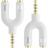 Aogo Kulaklık Mikrofon Birleştirici Aparat 3.5mm Erkek 2x3.5mm Dişi Kulaklık Mic Audio Y Splitter Headphone - Beyaz