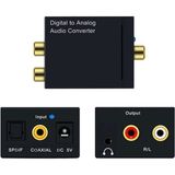 Aogo Optik Analog Çevirici 3.5 mm Aux Stereo Digital To Analog Rca Optik (In) Rca (Out) Spdıf Coaxial Koaksiyel - Siyah