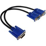 Aogo VGA Y Kablo VGA Splitter Kablo 2 Li VGA Çoklayıcı Kablo 15PIN VGA Çoğaltıcı VGA Bölücü VGA 2 VGA - Siyah
