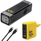 Aohi Black Warrior 25.200 Mah 170W Powerbank, Youth 3 Portlu 140W Şarj Adaptörü Seti - Siyah