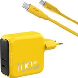 Aohi Magcube 100W 2 Portlu Şarj Adaptörü + 140W 1 mt PD 3.1 480 MBPS Süper Hızlı Şarj ve Data Kablosu Seti