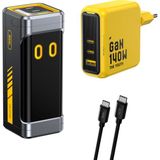 Aohi Starship 10.000 Mah 210W Powerbank, Youth 3 Portlu 140W Şarj Adaptörü Seti - Siyah