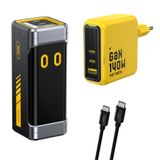 Aohi Starship 10.000 mAh 210W Powerbank, Youth 3 Portlu GaN 140W Şarj Adaptörü Seti