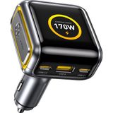 Aohi Superauto Araç İçi Şarjı, 3 Portlu Dijital Ekranlı , 170W Type-C ve USB-A Girişli, USB, Hızlı Şarj Çakmaklık Adaptörü, Siyah