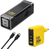 Aohi The Black Warrior 10.000 Mah 65W Powerbank, Youth 100W 3 Portlu Şarj Adaptörü Seti - Siyah