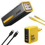 Aohi Youth 140W 3 Portlu Şarj Adaptörü,27.600 mAh 240W PD3.1 Powerbank, 140W 1m PD 3.1 480Mbps Süper Hızlı Şarj/Data Kablosu Seti