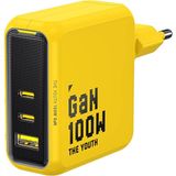 Aohi Youth 3 Portlu Hızlı Şarj Adaptörü 100W Gan Sarı Renk Çoklu Şarj Cihazı Uyumlu Modeller
