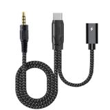 Aoiutrn 2'si 1 arada USB C Aux Şarj Kablosu, USB Tip C - 3,5 mm Kulaklık Adaptörü ve USB-C Şarj Cihazı Uzatma Yardımcı Ses Ayırıcı Kablosu iPhone 15/Samsung ve daha fazlası ile uyumlu (siyah)