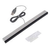 Aokin Wii için USB Sensör Çubuğu, Nintendo Wii, Wii U için Yedek USB Kablolu Kızılötesi Ray Sensör Çubuğu, Şeffaf Stand Dahil, Gümüş/Siyah