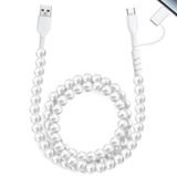 Aolcev USB C Kablosu 66W 2'si 1 Arada Çoklu USB'den USB'ye Hızlı Şarj Kablosu 3.3FT Sevimli Boncuklu Telefon Şarj Cihazı İnci USB Tip C Şarj Kablosu iPhone 16 Pro 15 14 13 Pro Max Galaxy S24 S23 Ultra