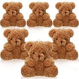 Aoriher 6 Parça Mini Ayı Peluş Doldurulmuş 10,5 cm Küçük Ayı Toplu Hayvan Oyuncakları Bebek Duş Partisi için Küçük Yumuşak Ayı Bebek Hediyeleri Mezuniyet Anahtarlık Çanta Charm Malzemeleri (Kahverengi)