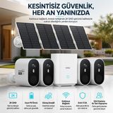 Aosu 4'lü Solar Dış Mekân Güvenlik Kamera Seti "bahçe Kamerasını Sürekli Şarja Taşımayın" - Siyah - Beyaz