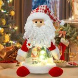 Aoutrow Işıklı Noel Bebek, Peluş Işıklı Noel Bebek Oyuncak Tatil Hediyesi, Pille Çalışan Noel Hediyeleri Kış Mantosu Masa Üstü Dekor (Kırmızı Noel Baba)