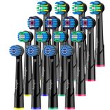 Aoxgao Oral B Braun Elektrikli Diş Fırçaları ile Uyumlu Yedek Başlıklar, Oral-B Pro / Genius / Smart / Vitality All Serisi için 16'lı Paket Fırça Başlıkları (Siyah)